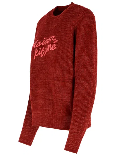 MAISON KITSUNÉ BURGUNDY WOOL SWEATER 