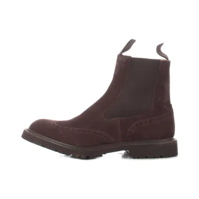 Tricker's Coffee Suede Trickers Boot With Brogue Detailing In Coffee