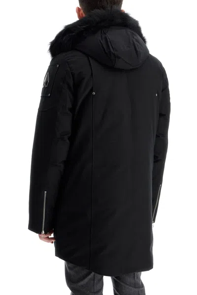 Shop Moose Knuckles Original Stirling Hooded Down Parka In Blk W/blk Sh (black)