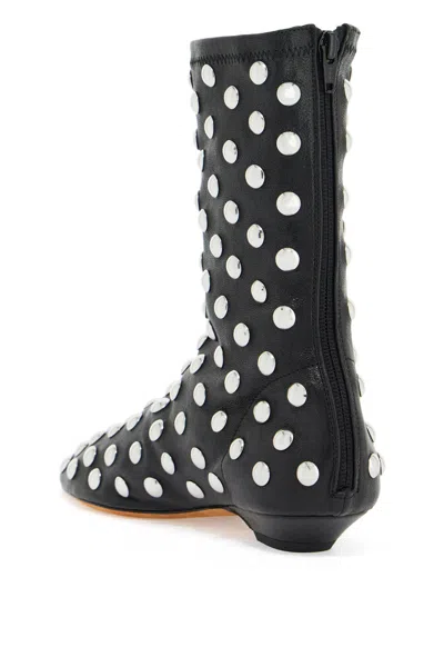 Khaite Elegant Flat Boots With Rounded Toe In Black (black)