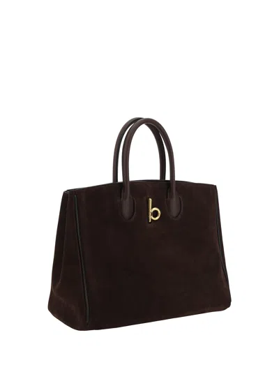 Shop Burberry Tote Rocking Horse Handbag In Dark Brown