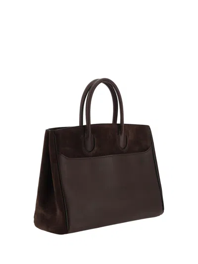 Shop Burberry Tote Rocking Horse Handbag In Dark Brown