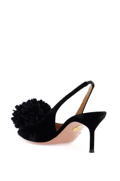 Shop Aquazzura Velvet Couturier Slingback In Black (black)