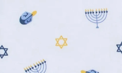 Kissy Kissy Hanukkah Print Pima Cotton Zip Footie In Blue