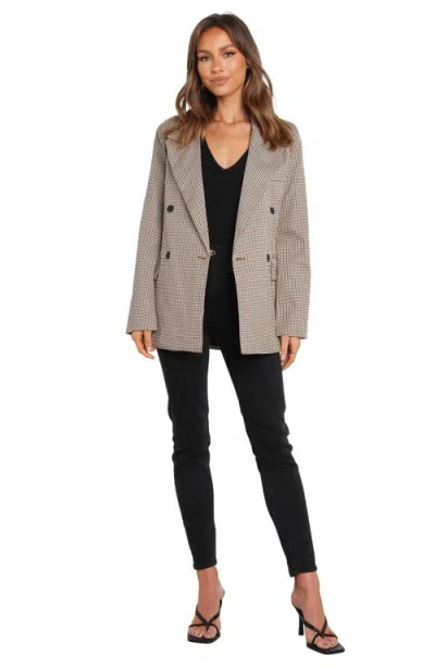 Petal And Pup Petal & Pup Juliette Check Double Breasted Blazer In Brown