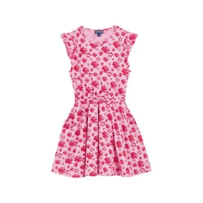 Shop Vilebrequin Kids' Turtle Heart Tahiti Cotton Dress In Petunia