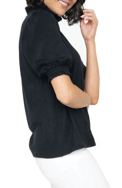 Gibsonlook Ruffle Mock Neck Puff Sleeve Sweater In Black