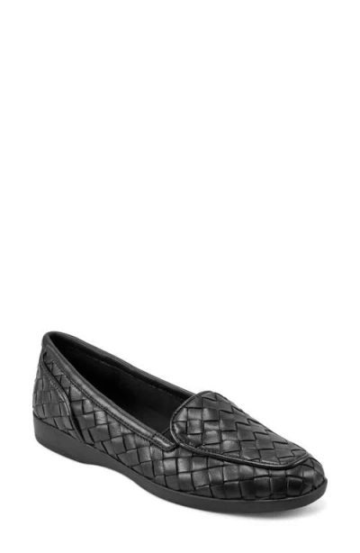 Shop Easy Spirit Devit Woven Apron Toe Flat In Black