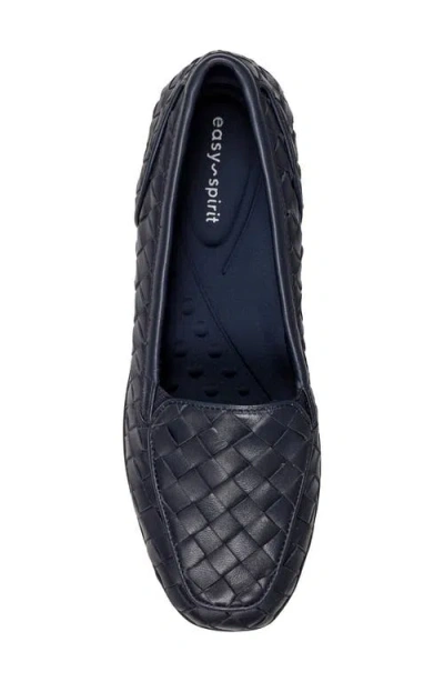 Easy Spirit Devitt 10 Womens Leather Slip On Loafers In Dark Blue