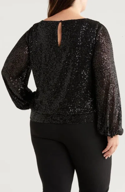 Shop Tahari Asl Sequin Top In Black