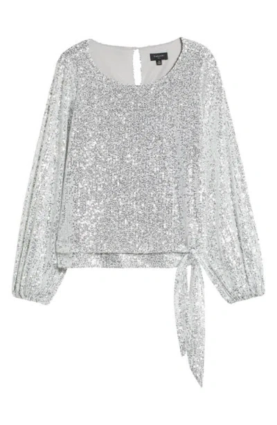 Tahari Asl Sequin Top In Silver