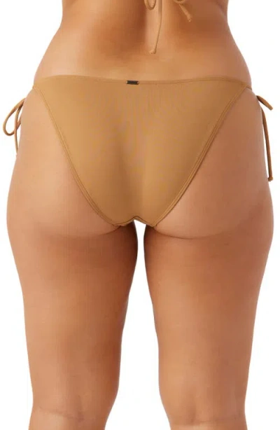 O'neill Saltwater Solids Maracas Side Tie Bikini Bottoms In Tobacco Brown