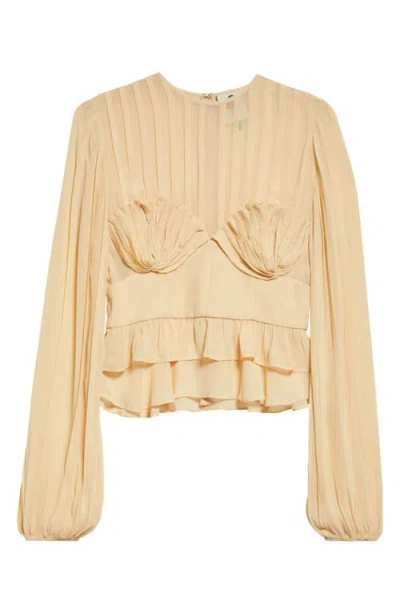 Shop Farm Rio Pleated Peplum Top In Beige