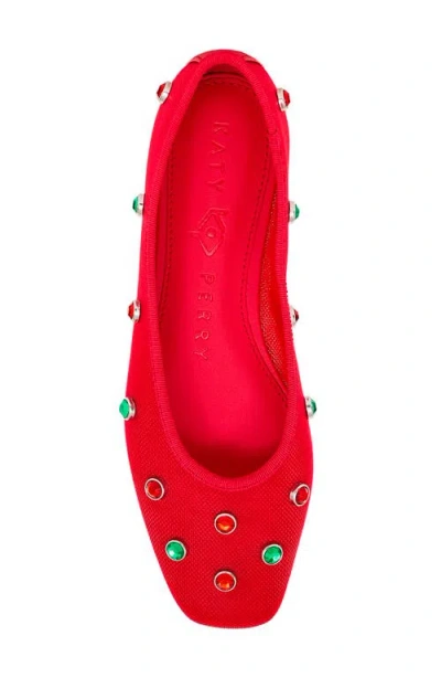 Katy Perry The Evie High Crystal Ballet Flat In Bright Red