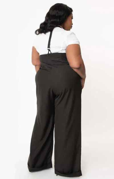 Unique Vintage Plus Size Thelma High Waist Suspender Pants In Black