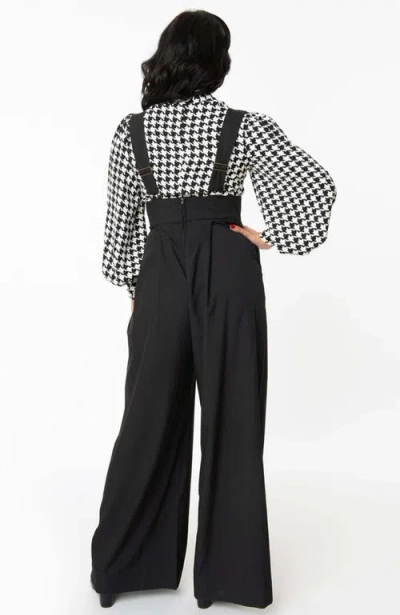 Unique Vintage Wide Leg Rochelle Suspender Pants In Black