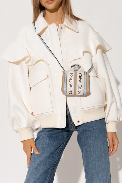 Chloé ‘woody Nano' Shoulder Bag In Beige