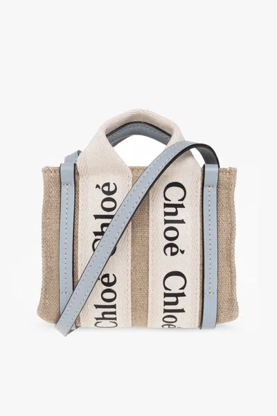 Chloé ‘woody Nano' Shoulder Bag In Beige