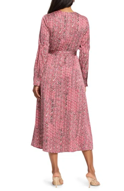 Nic + Zoe Herringbone Stamp Loren Dress In Red Multi In Red Multi