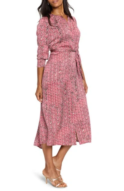 Nic + Zoe Herringbone Stamp Loren Dress In Red Multi In Red Multi