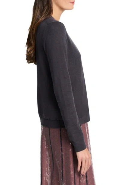 Nic + Zoe Sequin Trimmed Cardigan In Charcoal In Charcoal