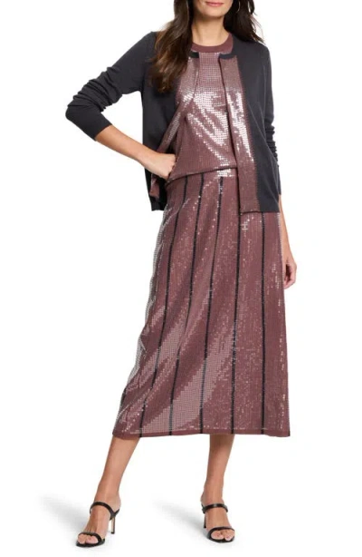 Nic + Zoe Sequin Trimmed Cardigan In Charcoal In Charcoal
