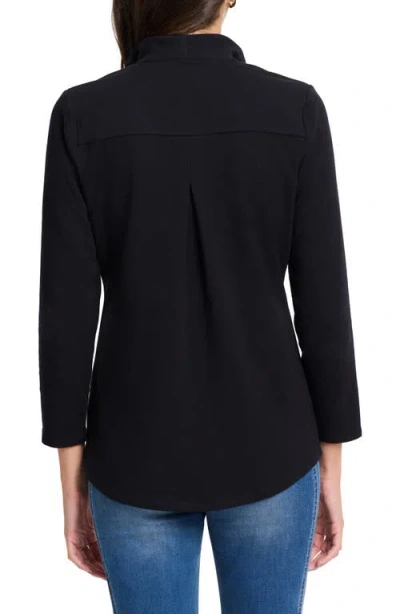 Nic + Zoe Nic+zoe Ruffle Collar Top In Black Onyx
