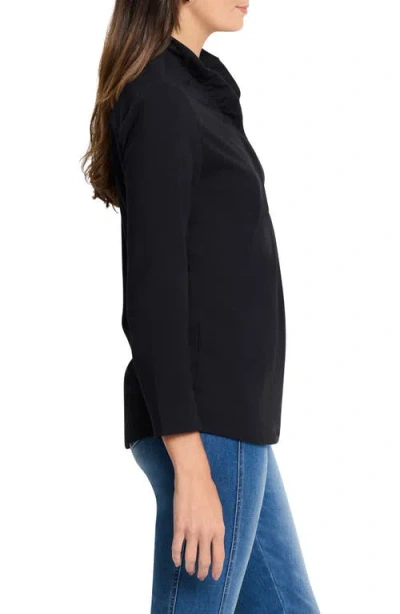 Nic + Zoe Nic+zoe Ruffle Collar Top In Black Onyx