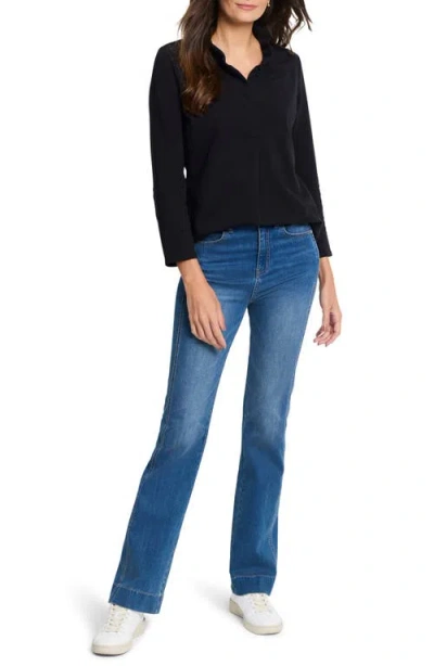 Nic + Zoe Nic+zoe Ruffle Collar Top In Black Onyx