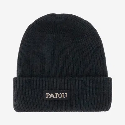 Patou Wool Beanie With Logo In Black