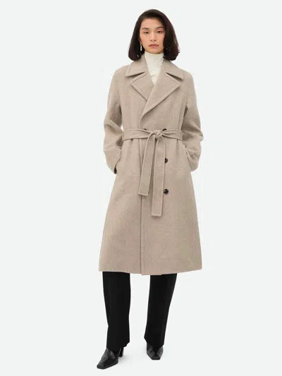 Shop Bottega Veneta Cappotto In Doppio Cashmere In Nude & Neutrals