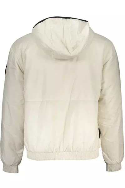 Calvin Klein Logo-patch Zip-up Jacket In Beige