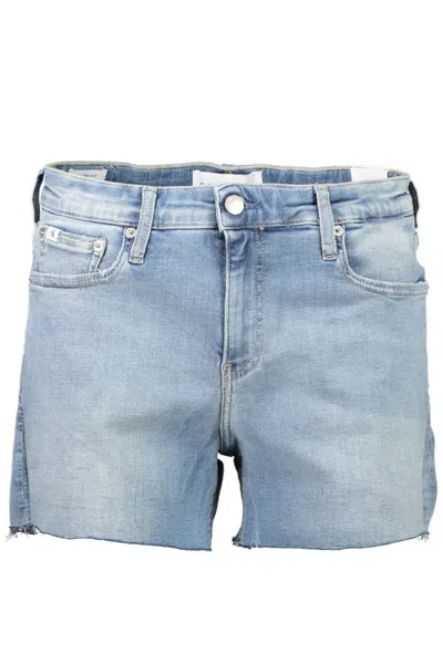 Calvin Klein Chic Light Blue Denim Shorts With Logo Detail In Light Blue
