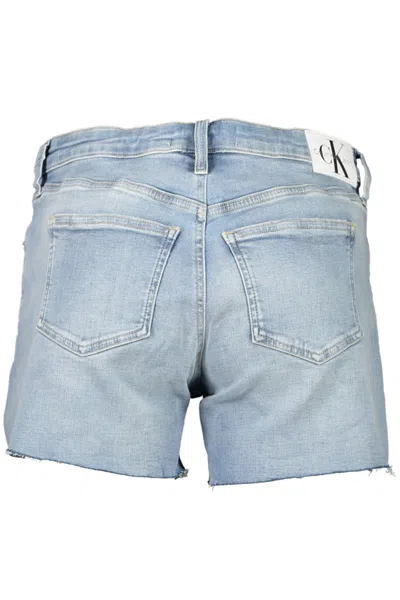 Calvin Klein Chic Light Blue Denim Shorts With Logo Detail In Light Blue