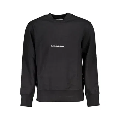 Calvin Klein Sleek Black Crew Neck Fleece Sweatshirt In Black