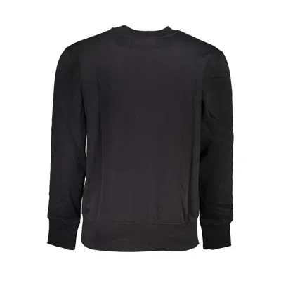 Calvin Klein Sleek Black Crew Neck Fleece Sweatshirt In Black
