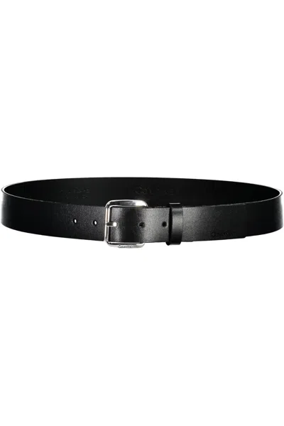 Calvin Klein Black Leather Men Men's Belt In Black