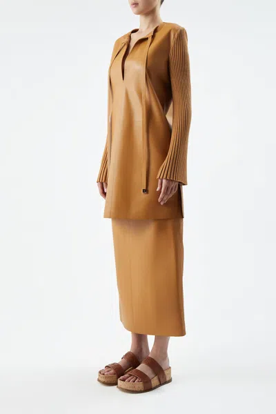 Gabriela Hearst Beko Mixed-media Cashmere Long-sleeve Mini Dress In Cashew