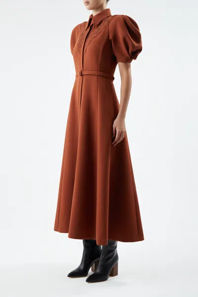 Gabriela Hearst Billy Dress In Red Clay Double-face Wool Crepe In Red Clay