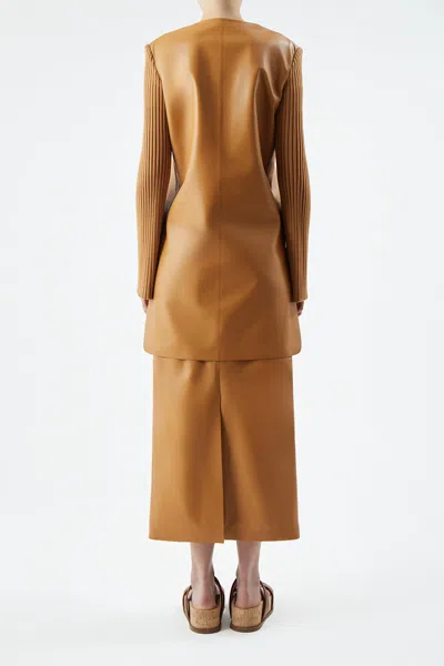 Gabriela Hearst Beko Mixed-media Cashmere Long-sleeve Mini Dress In Cashew