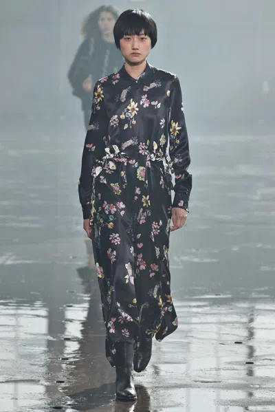 Gabriela Hearst Clive Shirtdress In Dark Navy Multi Printed Silk In Dark Navy Multi