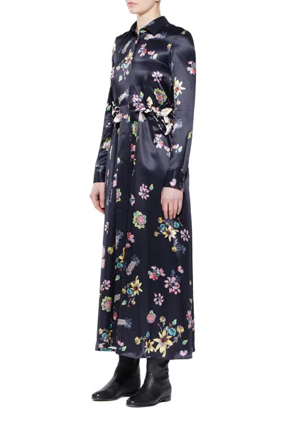 Gabriela Hearst Clive Shirtdress In Dark Navy Multi Printed Silk In Dark Navy Multi