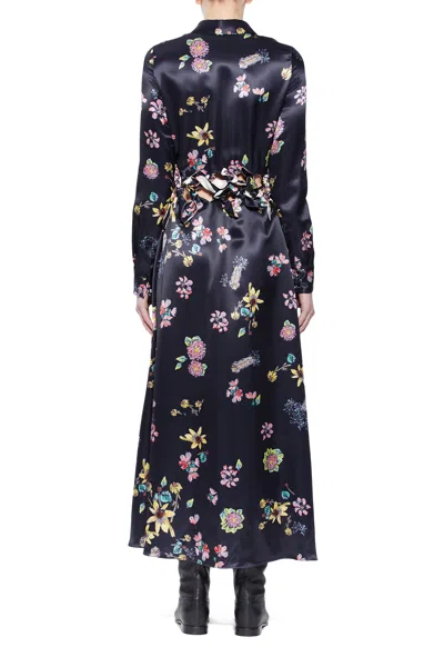 Gabriela Hearst Clive Shirtdress In Dark Navy Multi Printed Silk In Dark Navy Multi