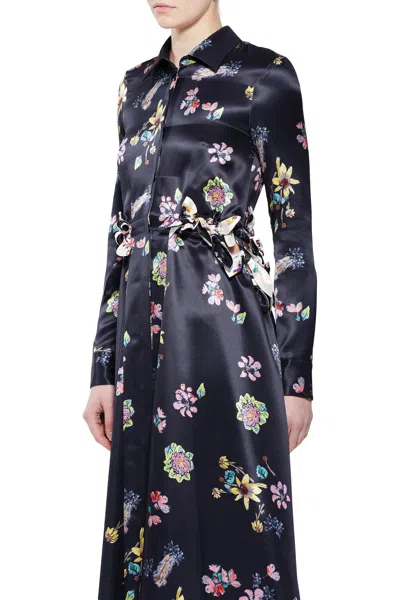 Gabriela Hearst Clive Shirtdress In Dark Navy Multi Printed Silk In Dark Navy Multi