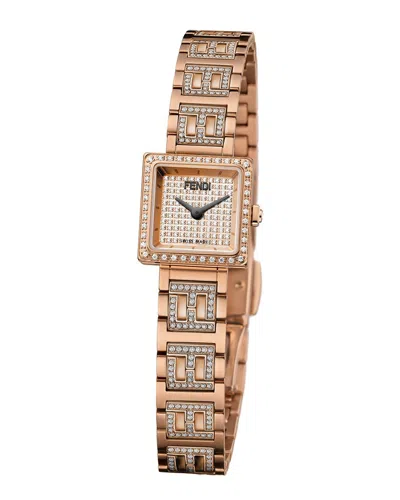 Fendi Forever  Square Diamond Watch Woman Wrist Watch Rose Gold Size - Stainless Steel