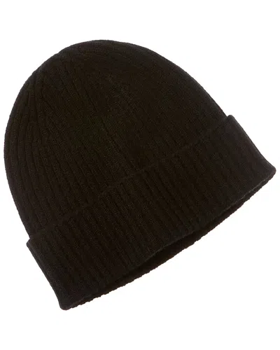 Phenix 2x2 Ribbed Cuffed Cashmere Beanie In Black