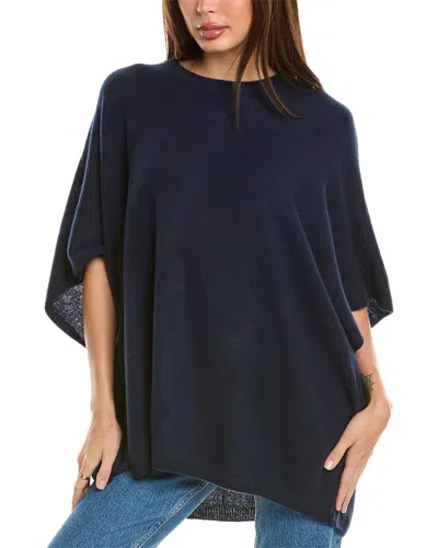 Amicale Cashmere Crewneck Cashmere Poncho In Blue