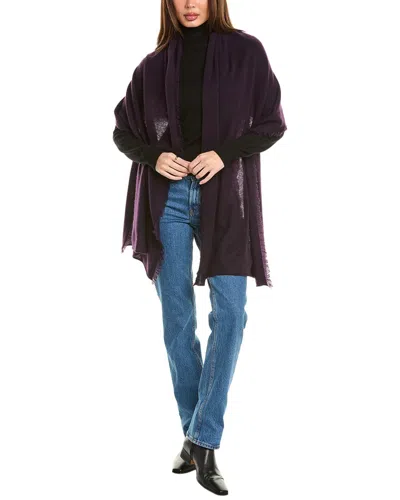 Amicale Cashmere Fringe Jersey Cashmere Travel Wrap In Purple