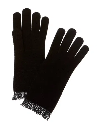 Amicale Cashmere Jersey Fringe Cashmere Gloves In Black