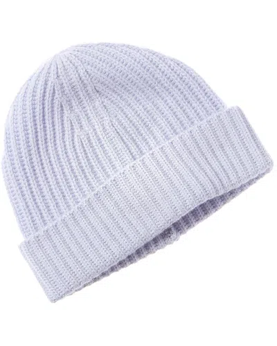 Amicale Cashmere Chunky Rib Cuffed Cashmere Hat In Blue